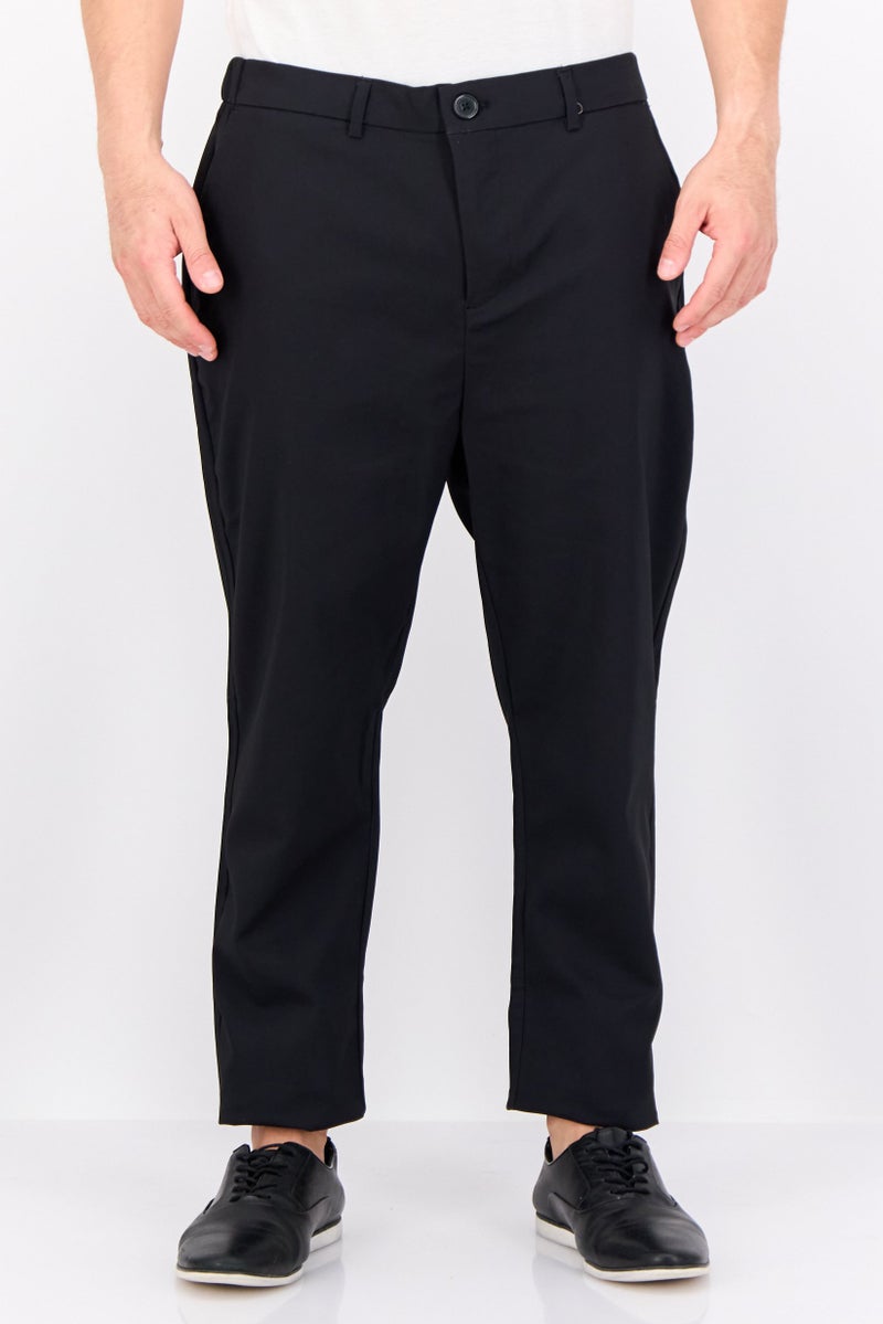 Threadbare Men Regular Fit Plain Chino Pants, Black - Image 1