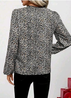 Shein SHEIN LUNE Valentine Day 1pc Women's Lantern Sleeve Leopard Print Blouse  - Image 3