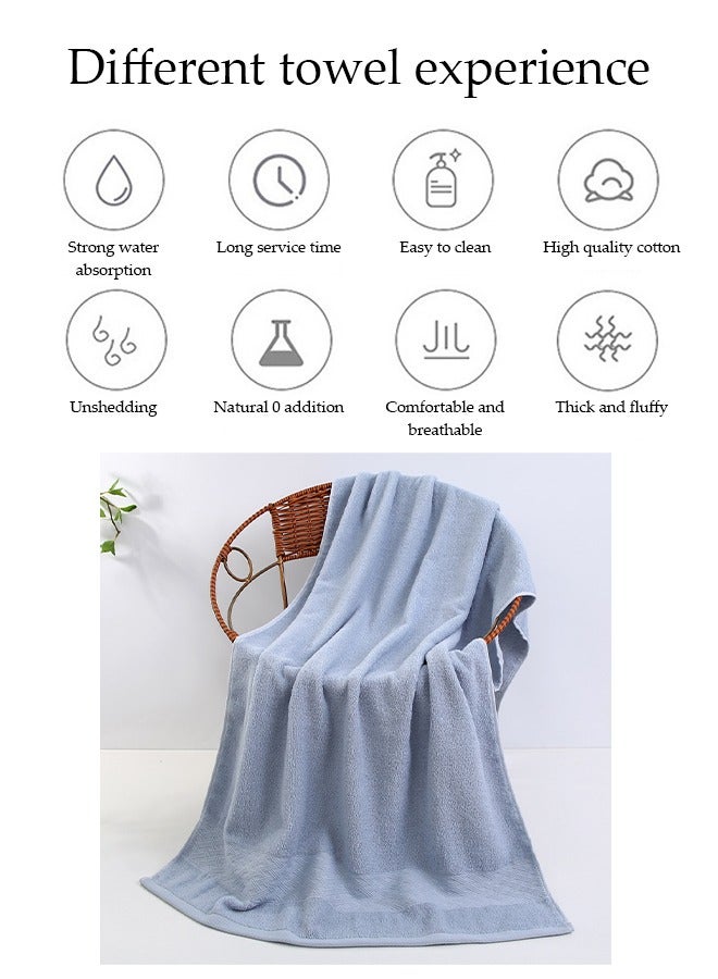 DUNISO Pure Cotton Bath Towel With Weave Pattern,Beach Towel,Strong Absorbent And Breathable Bath Towel，For Household,70*140cm，Blue  - Image 4