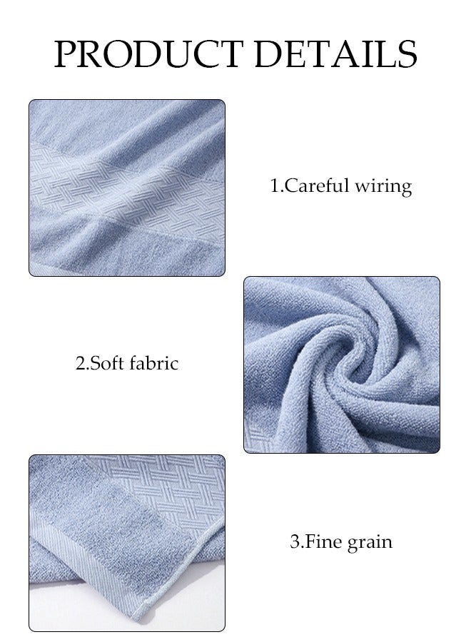 DUNISO Pure Cotton Bath Towel With Weave Pattern,Beach Towel,Strong Absorbent And Breathable Bath Towel，For Household,70*140cm，Blue  - Image 5