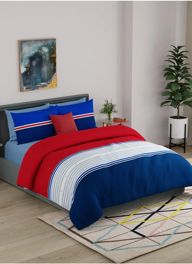 يونايتد كولورز أوف بينتيون United Colors of Benetton Safari 210 TC King Bedsheet with 2 Pillow covers Blue Red
