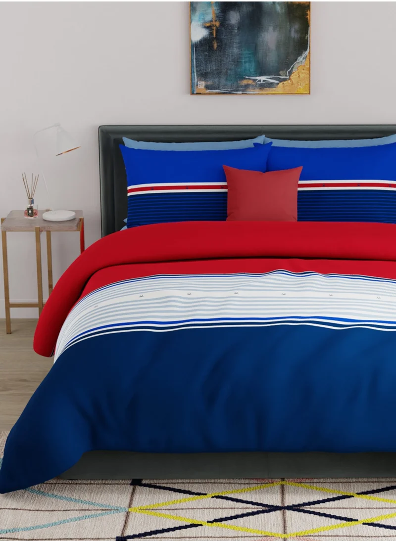 يونايتد كولورز أوف بينتيون United Colors of Benetton Safari 210 TC King Bedsheet with 2 Pillow covers Blue Red
