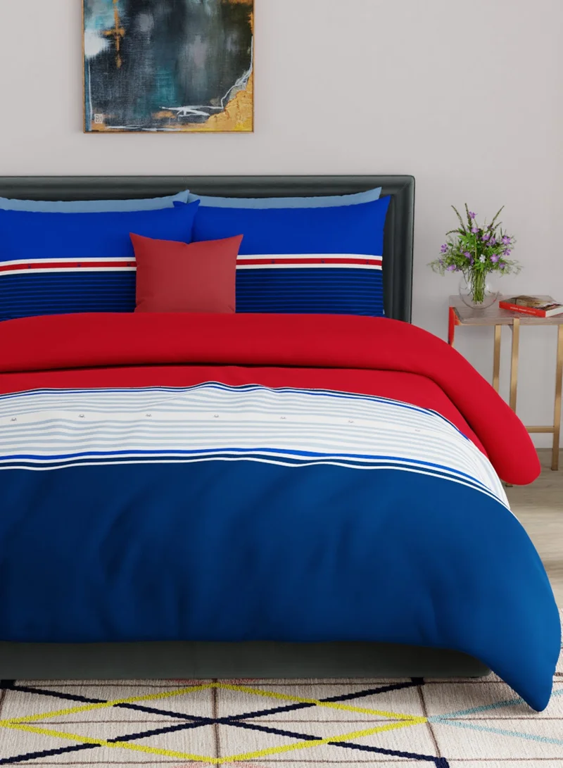 UNITED COLORS OF BENETTON United Colors of Benetton Safari 210 TC King Bedsheet with 2 Pillow covers Blue Red