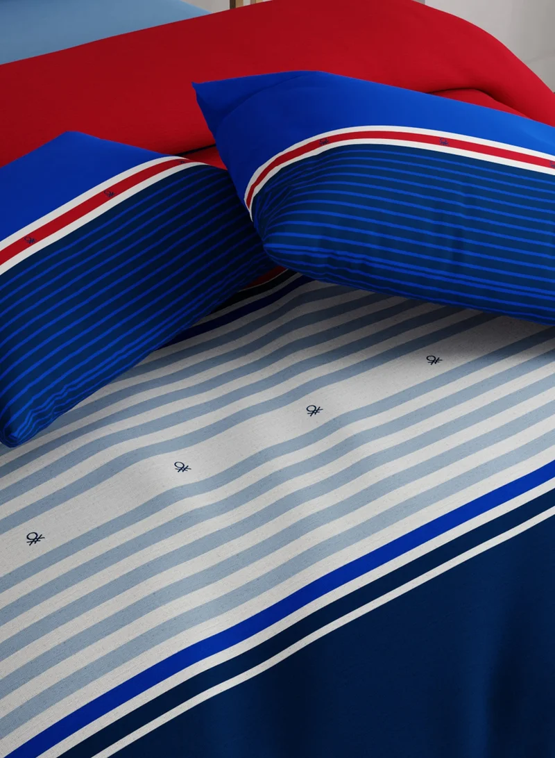 UNITED COLORS OF BENETTON United Colors of Benetton Safari 210 TC King Bedsheet with 2 Pillow covers Blue Red