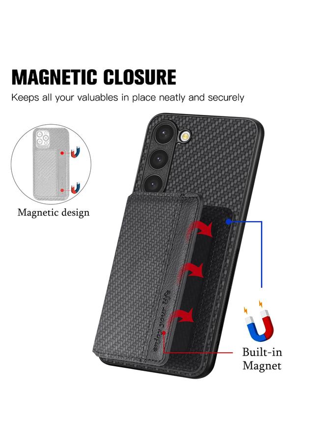 اس-توب جراب لهاتف Samsung Galaxy S23 5G مصنوع من ألياف الكربون وحقيبة بطاقات مغناطيسية - Image 2