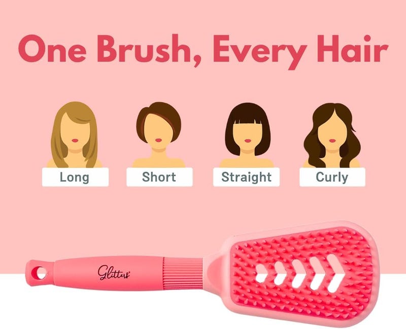 Glitters Professional Hair Brush Set - 3-Piece Detangling Collection in Pink - Image 5
