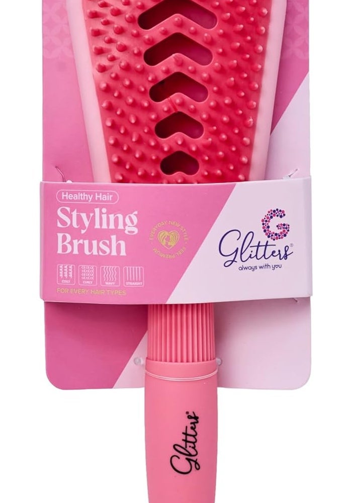 Glitters Professional Hair Brush Set - 3-Piece Detangling Collection in Pink - Image 1
