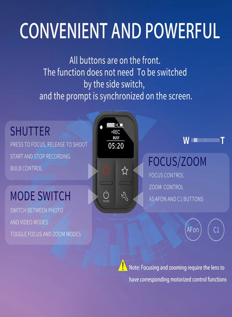 YOCTOP YSG05S Camera Wireless Remote Control for Photo Video Focus Zoom 15M Control Distance Built-in Battery with Wrist Strap Charging Cable Replacement for Sony ZV1 ZV-E1 ZV-E10 A7M4 A6700 A7C A6700 and More  - Image 4