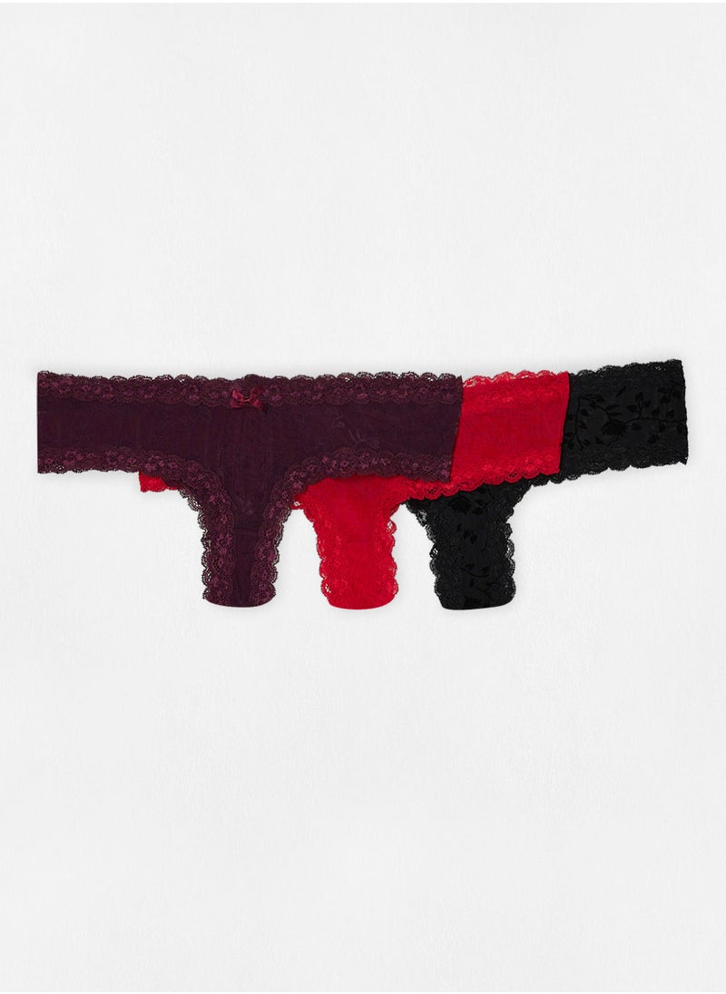 hunkemoller - 3-Pack V-Shape Brazilian Thong - Image 1