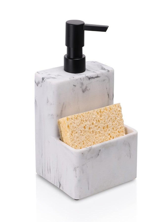 zccz Soap Dispenser with Sponge Holder, Marble Look Liquid Hand and Dish Soap Dispenser Pump Bottle and Sponge Holder 2 in 1 for Kitchen Sink Bathroom Counter Storage and Organization - Image 1
