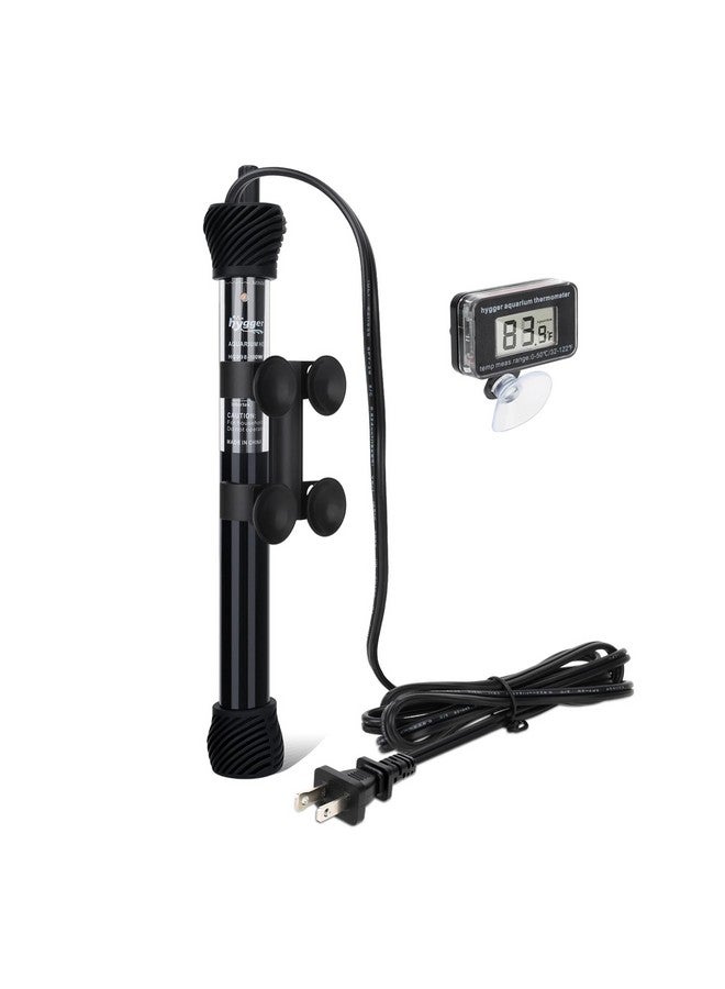 hygger ETL Certification Aquarium Heater, 50W/100W/200W/300W Submersible Fish Tank Thermostat Heater with Firm Double Pair Suction Cups for Coral Saltwater and Freshwater Tank with Thermometer (200W) - Image 1