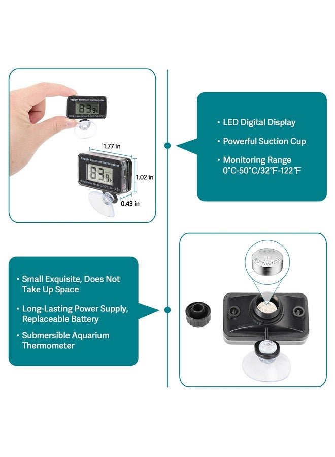 hygger ETL Certification Aquarium Heater, 50W/100W/200W/300W Submersible Fish Tank Thermostat Heater with Firm Double Pair Suction Cups for Coral Saltwater and Freshwater Tank with Thermometer (200W) - Image 3