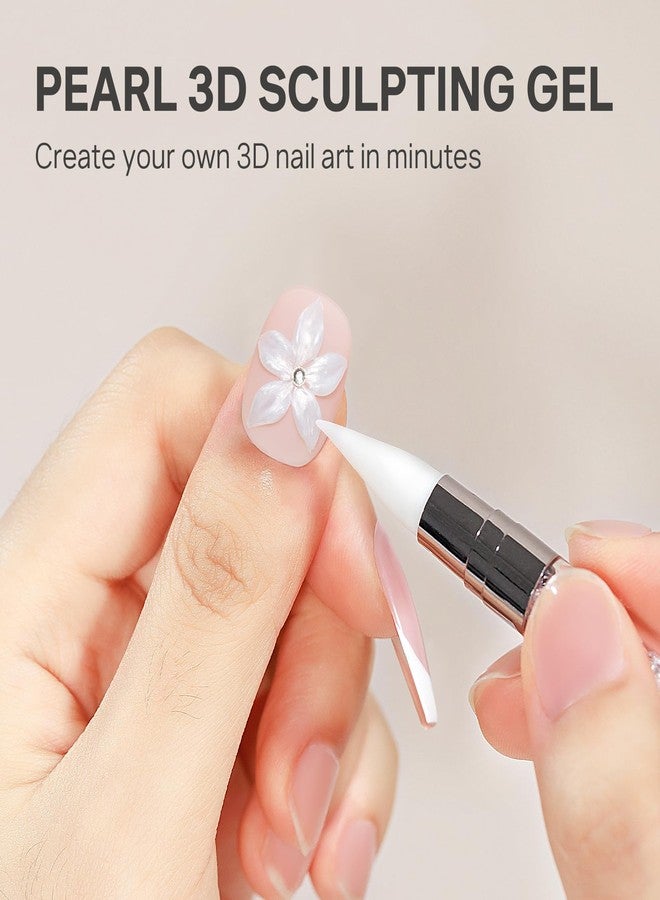 ميزسي MIZHSE Pearl 3D جل فن الأظافر جل نحت غير لاصق للأظافر جل نحت أبيض بالأشعة فوق البنفسجية LED قابل للنقع للنحت باستخدام قلم فن الأظافر تصميم أظافر منزلي مانيكير 30 جرام 1 أونصة - Image 2