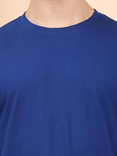 ENCIGER Mens Solid 100 Cotton T Shirt Round Neck Half Sleeve PlainRegular Fit Blue Small - Image 3