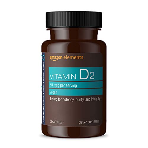 Elements Vitamin D2 2000 IU Vegan 65 Capsules Supports Strong Bones and Immune Health 2 month supply Packaging may vary