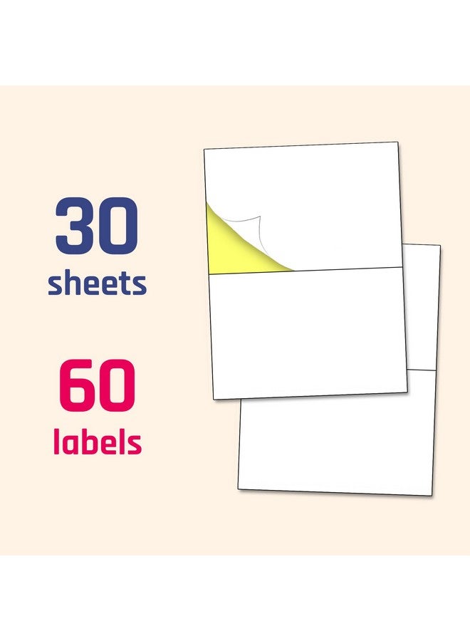 TownStix 30 Sheets - Half Sheet Shipping Labels, Printable Sticker Paper, for Laser & Inkjet Printers - 2 per Sheet, 60 Pieces - Image 3