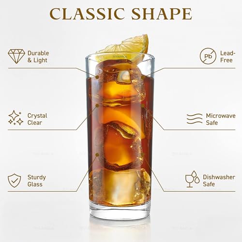 SYANKA Italian Premium Juice And Water Glasses Set Of 6 Transparent, 300Ml, Drinking Water Glasses Stylish And Crystal Highball Glasses For Water, Juice And Cocktails, 0.3 Liter - Image 4