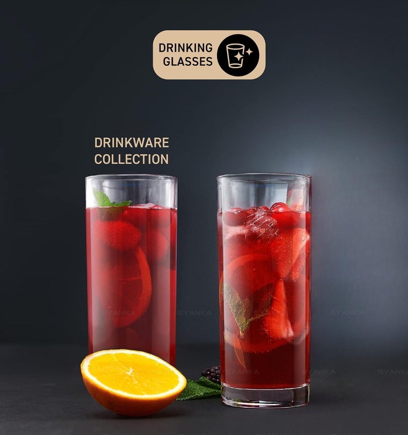 SYANKA Italian Premium Juice And Water Glasses Set Of 6 Transparent, 300Ml, Drinking Water Glasses Stylish And Crystal Highball Glasses For Water, Juice And Cocktails, 0.3 Liter - Image 5
