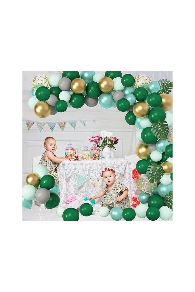 Safari Wild One Birthday Decorations Balloons Arch Garland Kit,Metallic Gold Green Confetti Balloons With Tropical Palm Leaves for Jungle Safari Baby Shower Birthday Decorations Supplies Boys Girls - Image 3