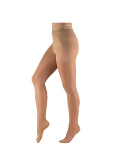 Sheer Compression Pantyhose, 8-15 mmHg, Women's Shaping Tights, 20 Denier, Beige, Queen Plus