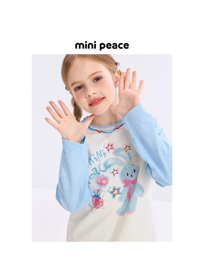 Minipeace Girls' Long-sleeve T-shirt Fbcpf1222, Cloud White, 130cm - Image 1