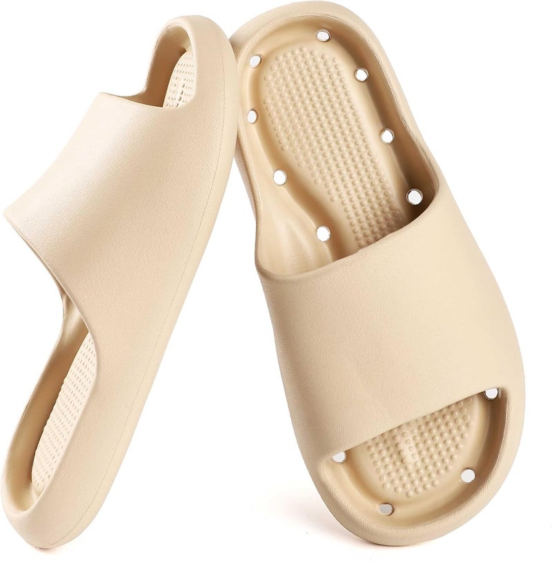 GETOEU Shower Shoes for Women and Men Massage Slide Sandals Soft Cushioned Anti-Slip Pool Slides Comfort Arch Support Quick Drying Shower Shoes with Drain Holes Bathroom Slides Slippers - Image 1