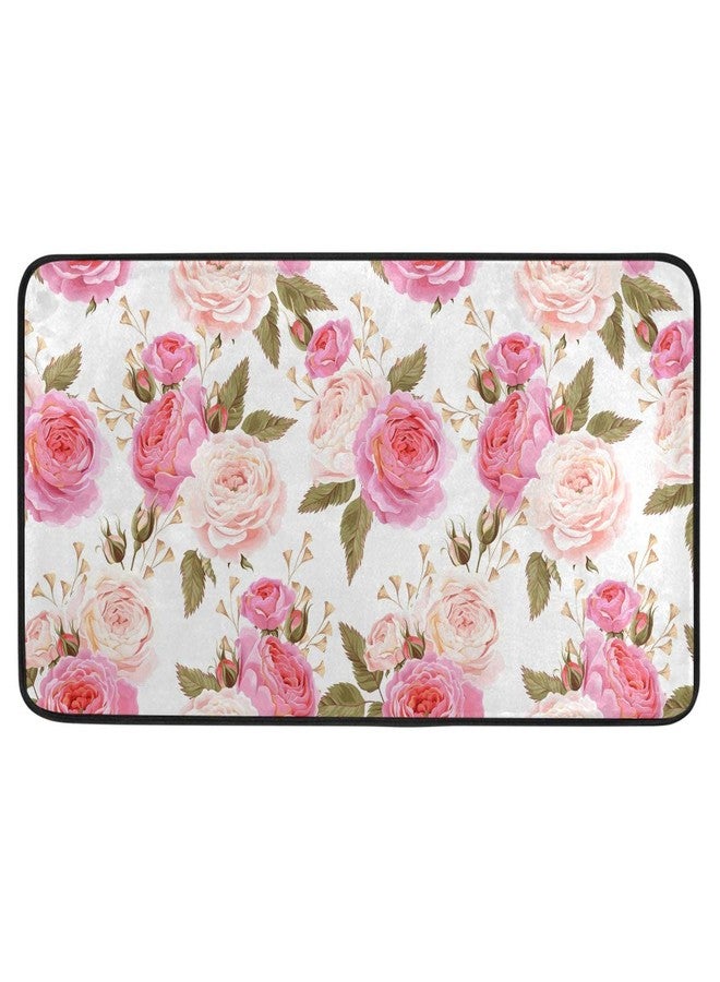 susiyo Kitchen Mat Beautiful Floral Pink Roses Kitchen Rug Mat Anti-Fatigue Comfort Floor Mat Non Slip Oil Stain Resistant Easy to Clean Kitchen Rug Bath Rug Carpet for Indoor Outdoor Doormat - Image 1