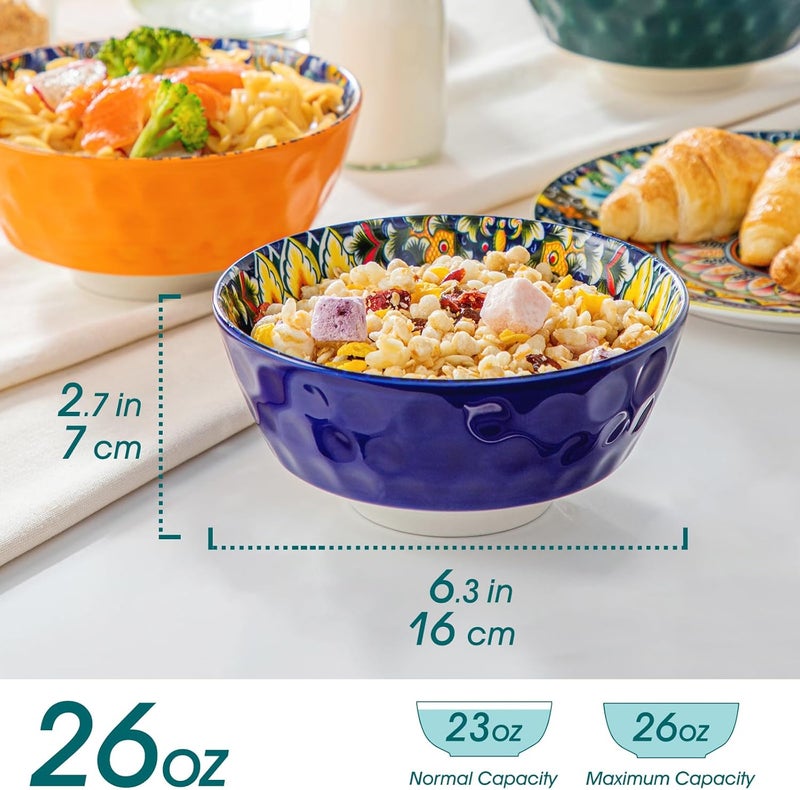 vancasso Cereal Bowls Ceramic Soup Bowls Set of 6 26 oz Colorful Bowls Set for Kitchen Dishwasher  Microwave Safe for Cereal Soup Oatmeal Ice Cream Salad Pasta etc - Image 2