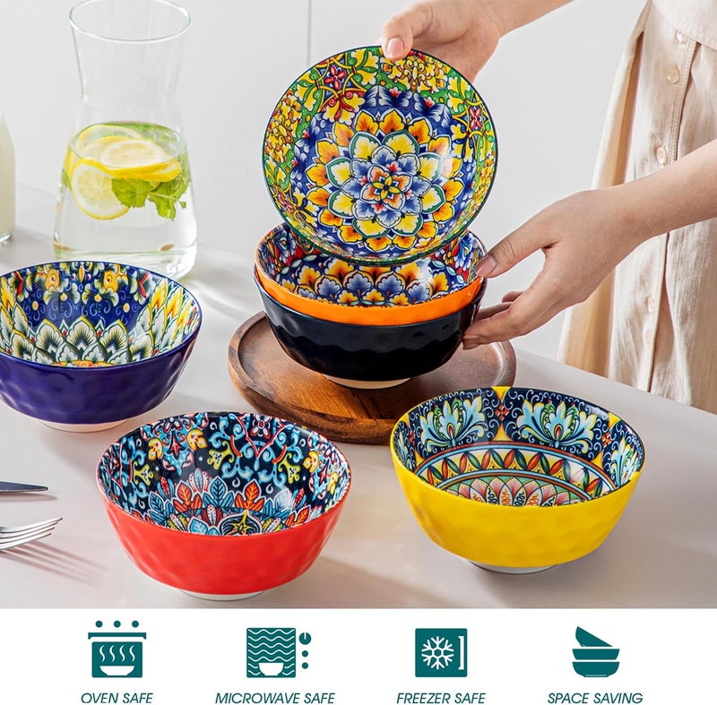vancasso Cereal Bowls Ceramic Soup Bowls Set of 6 26 oz Colorful Bowls Set for Kitchen Dishwasher  Microwave Safe for Cereal Soup Oatmeal Ice Cream Salad Pasta etc - Image 3
