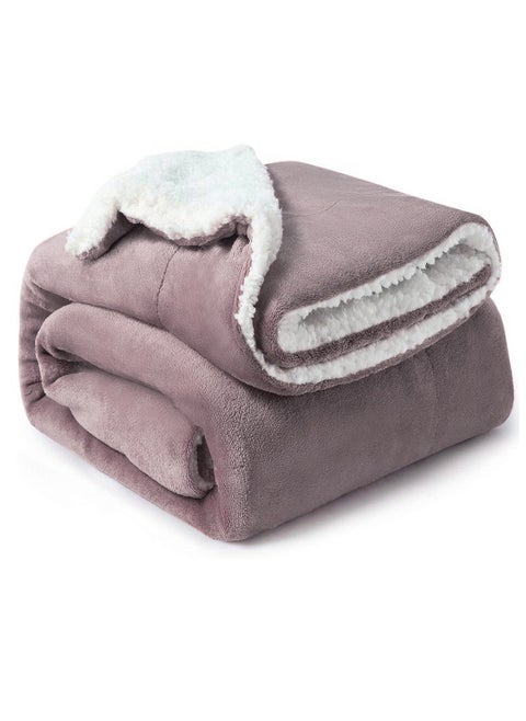 Silky Soft Sherpa Blanket Single Size Ultra Plush Reversible Bed Blanket Lilac 160x220 cm