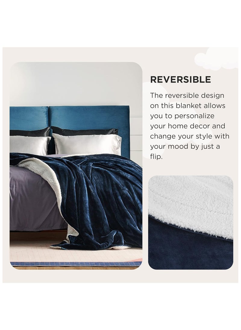 Fabienne - Silky Soft Sherpa Blanket Single Size Ultra Plush Reversible Bed Blanket Lilac 160x220 cm - Image 1