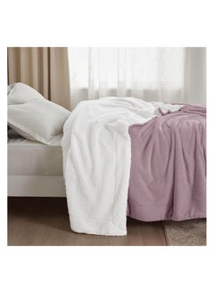 Fabienne Silky Soft Sherpa Blanket Single Size Ultra Plush Reversible Bed Blanket Lilac 160x220 cm  - Image 3