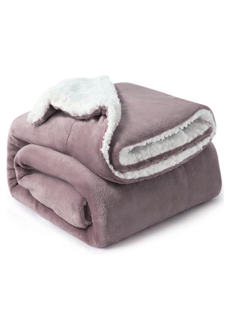 Fabienne Silky Soft Sherpa Blanket Single Size Ultra Plush Reversible Bed Blanket Lilac 160x220 cm - Image 1