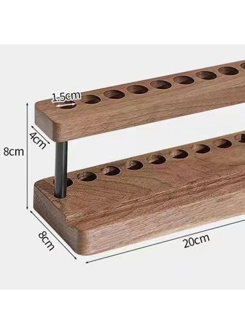 PAPERSAY Wooden Desk Organiser with Phone Stand, 9-Slot Pen Holder, Walnut Wood, 20 x 8 x 8 cm - Image 2
