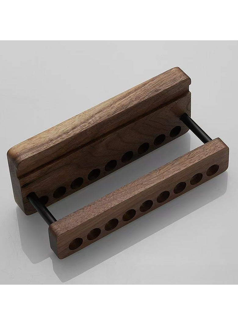 PAPERSAY Wooden Desk Organiser with Phone Stand, 9-Slot Pen Holder, Walnut Wood, 20 x 8 x 8 cm - Image 5