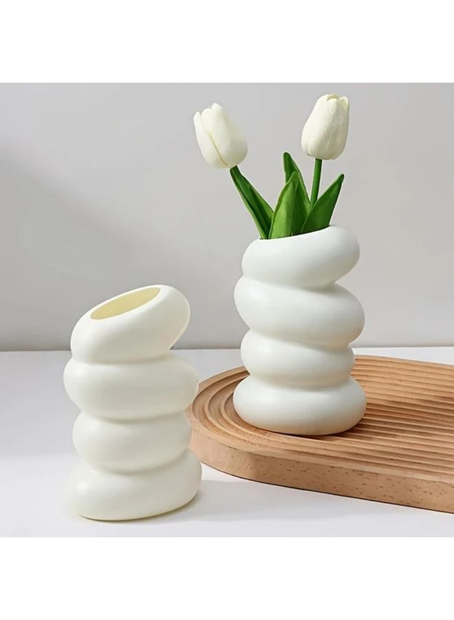 White Spiral Plastic Vase For Home Decor Living Room Bedroom - Image 2