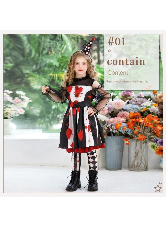 Halloween Costumes Clown Circus Party Funny Dresses Girls Carnival Performance Dress Spooky Festive Outfit Wear - Image 1