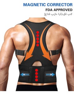 Polish'D Thoracic Back Brace Posture Corrector, Magnetic Support for Neck Shoulder Upper and Lower Back Pain Relief, Perfect Posture Brace for Cervical Lumbar Spine, Fully Adjustable Belt (Black, Large)  - Image 1