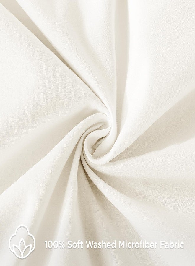 Andency Ivory Ruffle Duvet Cover Full(79x90Inch), 3 Pieces Cream Soft Washed Microfiber Vintage Shabby Chic Farmhouse Ruffled Duvet Cover Set with Zipper Closure & Corner Ties - Image 4