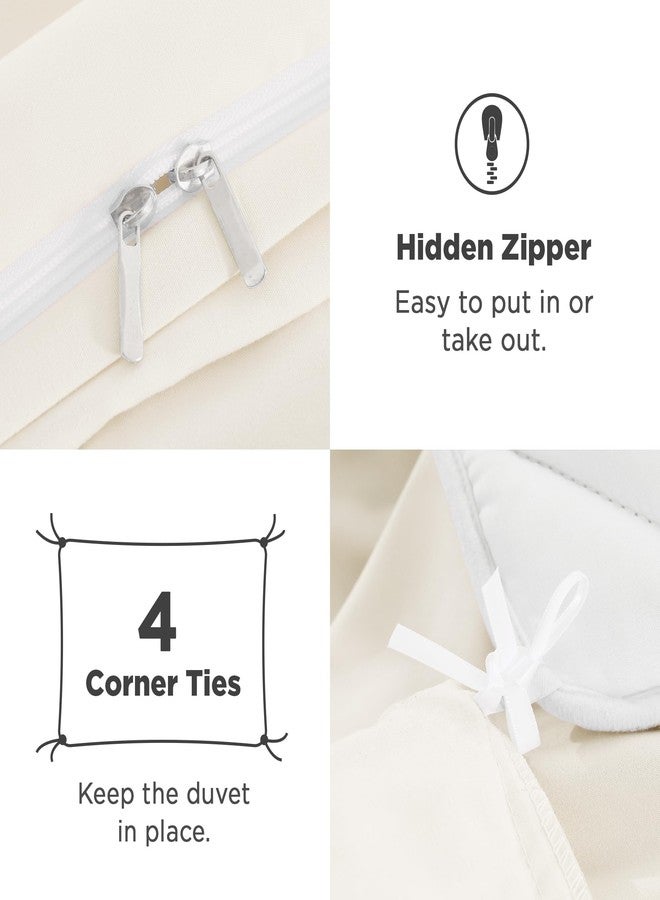 Andency Ivory Ruffle Duvet Cover Full(79x90Inch), 3 Pieces Cream Soft Washed Microfiber Vintage Shabby Chic Farmhouse Ruffled Duvet Cover Set with Zipper Closure & Corner Ties - Image 5