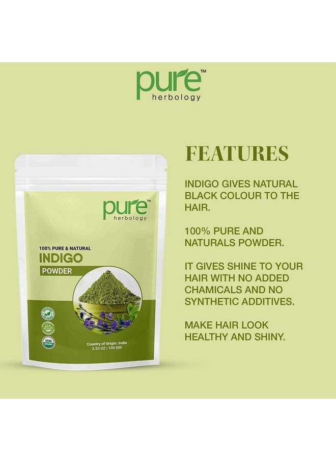 Pure Herbology - Natural Indian Indigo Powder For Hair Care, 100Gm - Image 1
