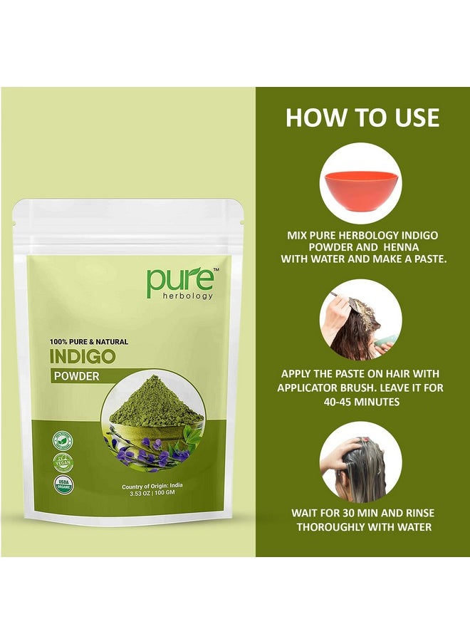 Pure Herbology - Natural Indian Indigo Powder For Hair Care, 100Gm - Image 1