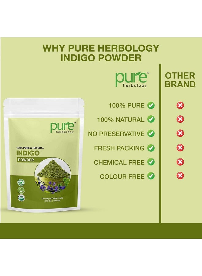Pure Herbology - Natural Indian Indigo Powder For Hair Care, 100Gm - Image 1