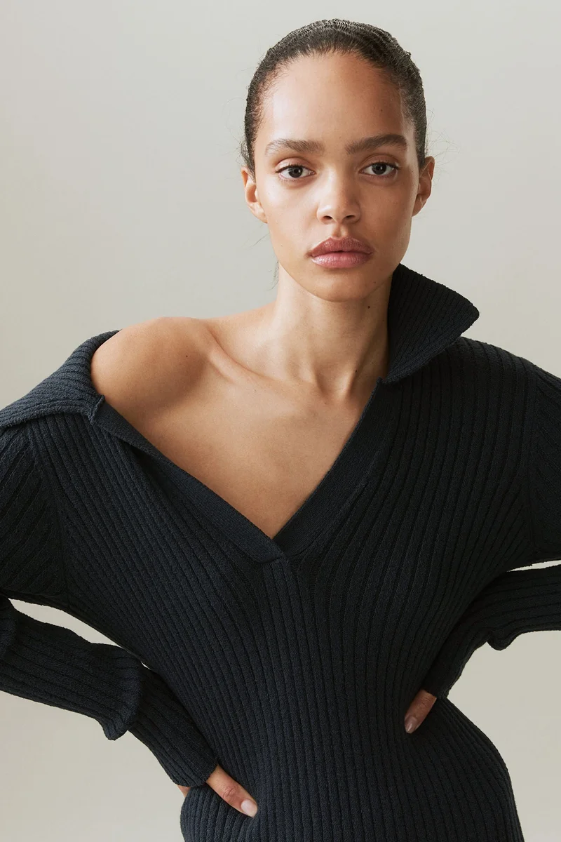 H&M Rib-knit collared dress