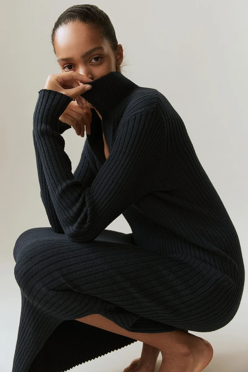 H&M Rib-knit collared dress