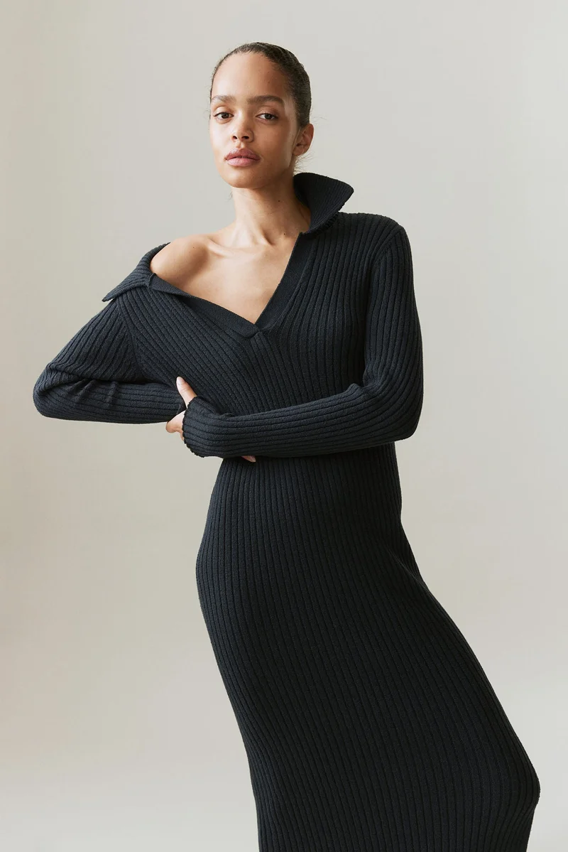 H&M Rib-knit collared dress