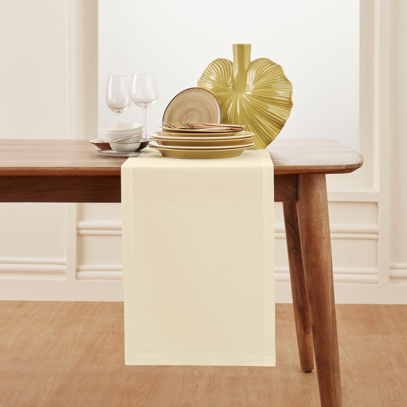 سولينو هوم Solino Home Ivory Table Runner 72 Inghes - Cotton Linen Table Table Runner 14 × 72 inch