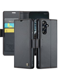 CaseMe Phone Case Luxury PU Leather Design Anti Fingerprint 023 Flip Cover Card Slot Holder Cover For Samsung Galaxy A16  (Black)  - Image 2