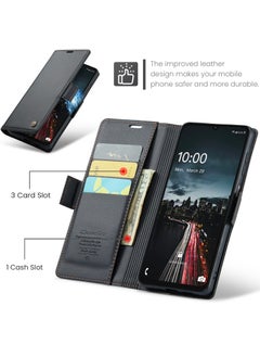 CaseMe Phone Case Luxury PU Leather Design Anti Fingerprint 023 Flip Cover Card Slot Holder Cover For Samsung Galaxy A16  (Black)  - Image 5