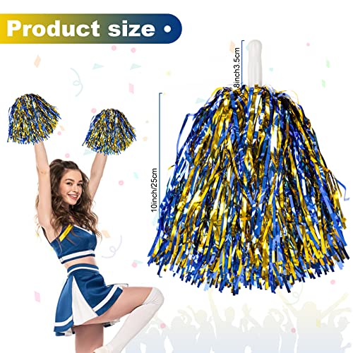DILIBRA 24 Pcs Metallic Cheerleading Pom Poms Cheerleaders Cheer Pom Poms with Baton Handle Cheering Squad Hand Flower for Adults Kids Team Spirit Sports Game Dancing Party - Image 3